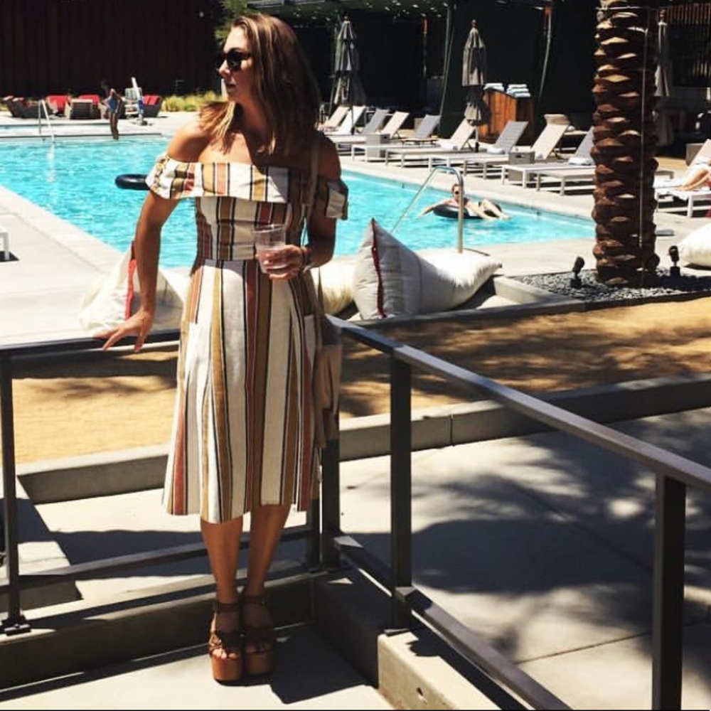 ASOS I Off Shoulder Stripe Midi Sundress
